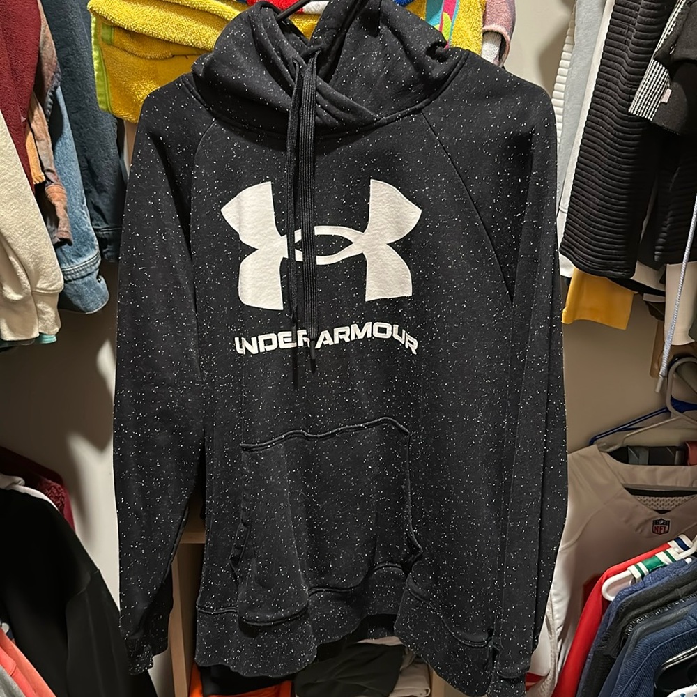 Under Armour Black Speckled Hoodie with White Logo